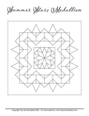 Summer Skies Medallion Introduction: Fabric Requirements & Coloring Page