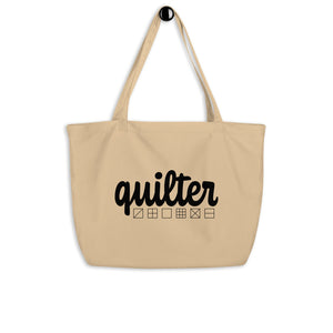 Quilter with Block Outlines--Large organic tote bag